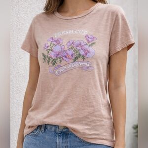 J.Crew Peach Graphic Collector Tee Size L Fresh Cut Floral California Soft Femin